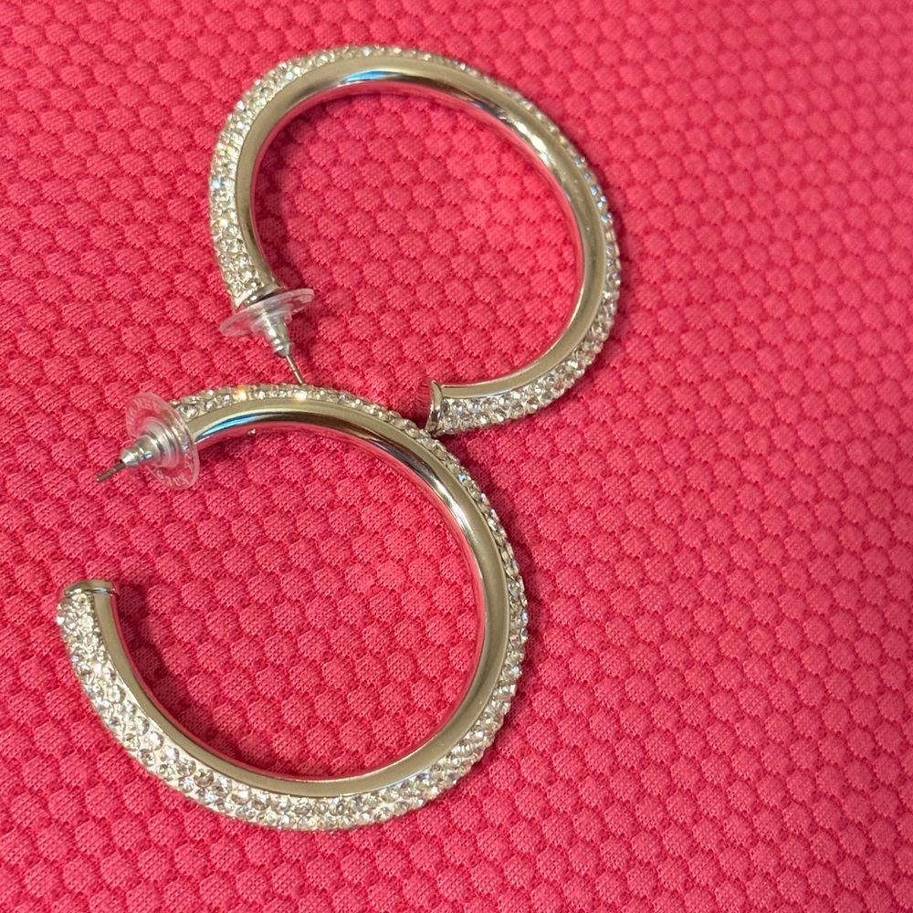 Elegant Silver Hoop Earrings - Picture 4 of 17